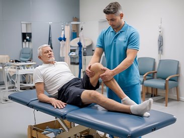 Therapist assisting patient